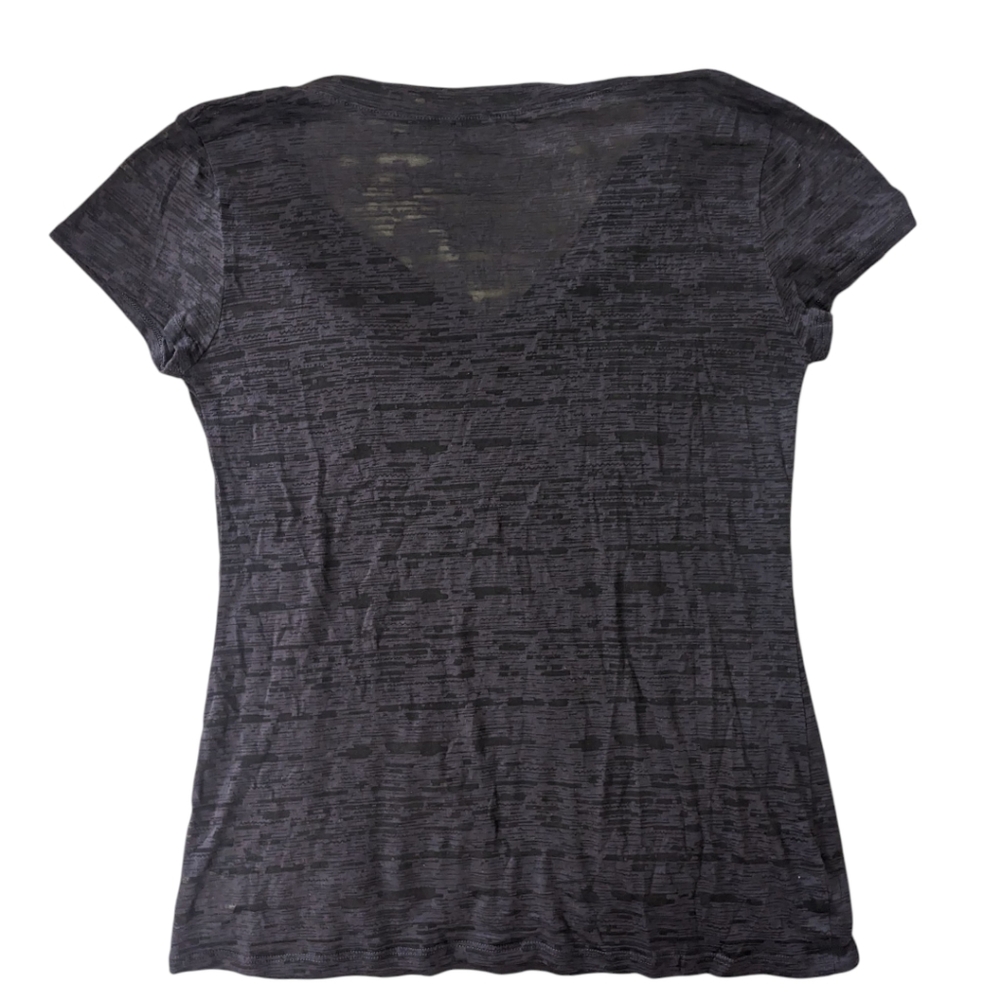 Cotton Zenana Outfitters V-Neck Fitted Lightweight Semi Sheer Cap Tee T LG - Picture 2 of 5